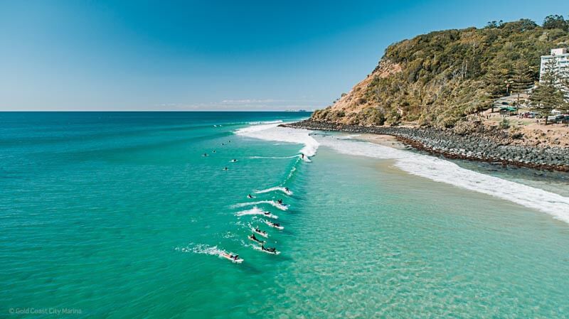Surfing at Burleigh Heads