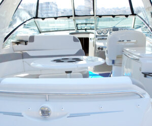 luxury yacht interior cockpit dashboard and table
